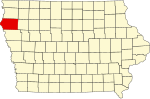 Map of Iowa highlighting Plymouth County